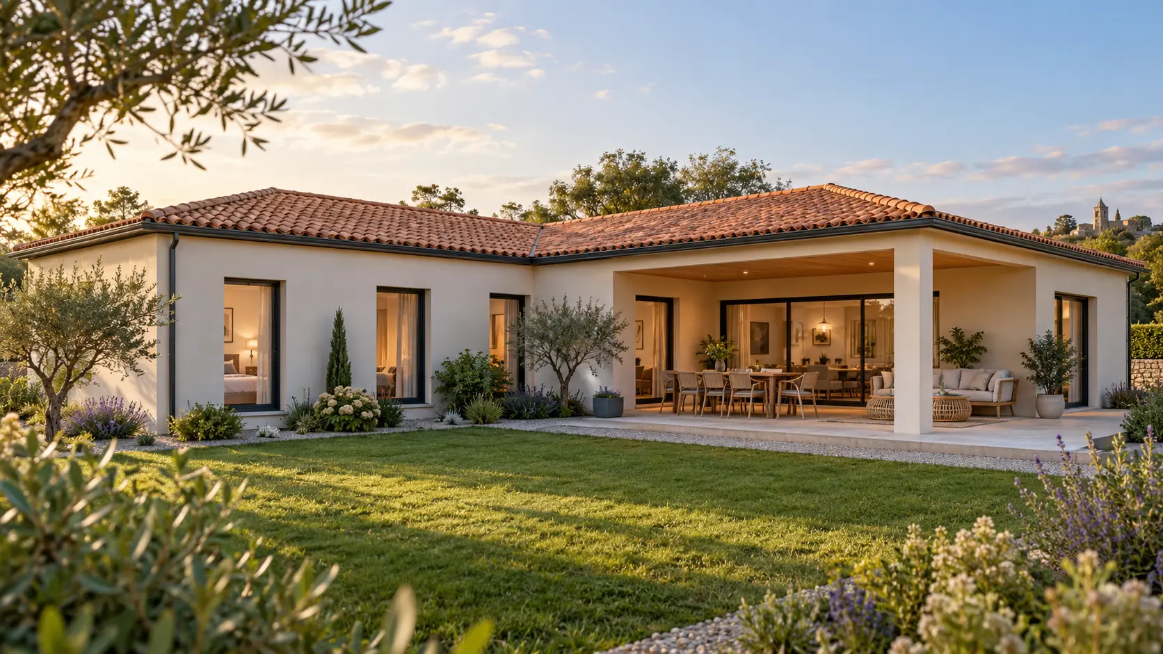 Concept Harmonie, maison familiale en L avec toiture en tuiles