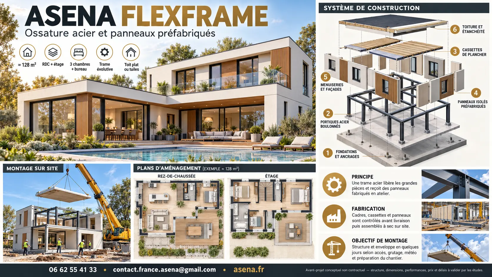 ASENA FLEXFRAME 128, maison métallique à étage
