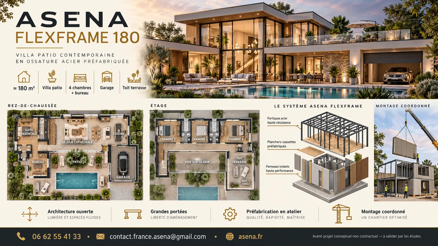 ASENA FLEXFRAME 180, villa patio premium en ossature acier